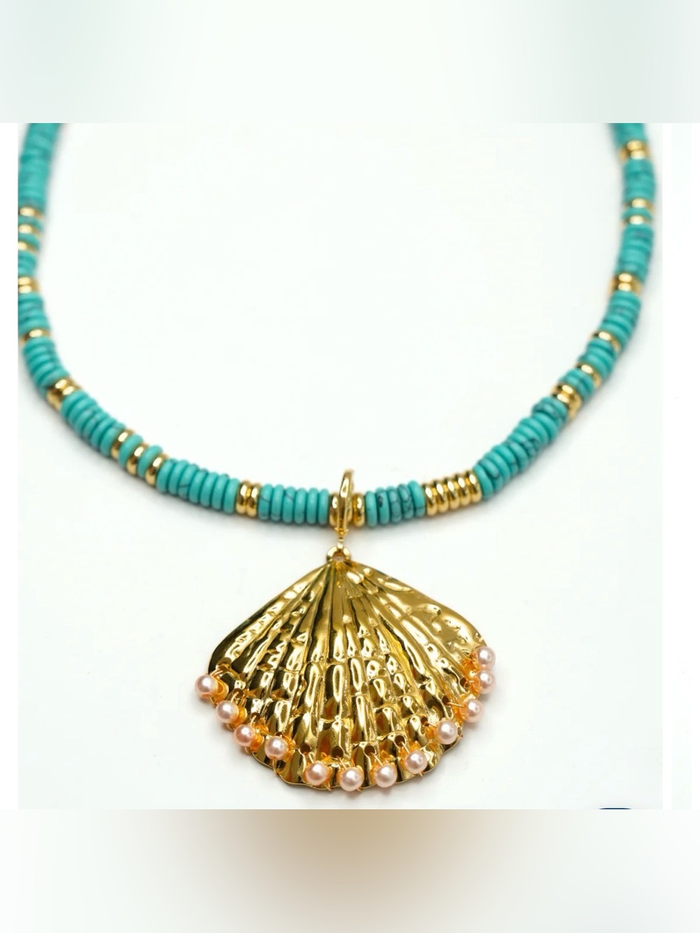 Gemelli Sunlee Turquoise Shell Necklace 18k gold plated NWT